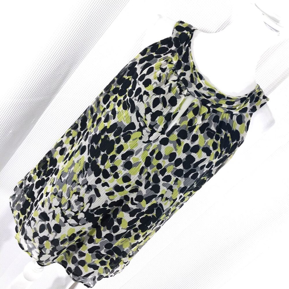 CLASSIQUES ENTIER! SILK! SCRUNCHY BLACK, GREEN, GRAY ROUND NECK BLOUSE! SZ XL